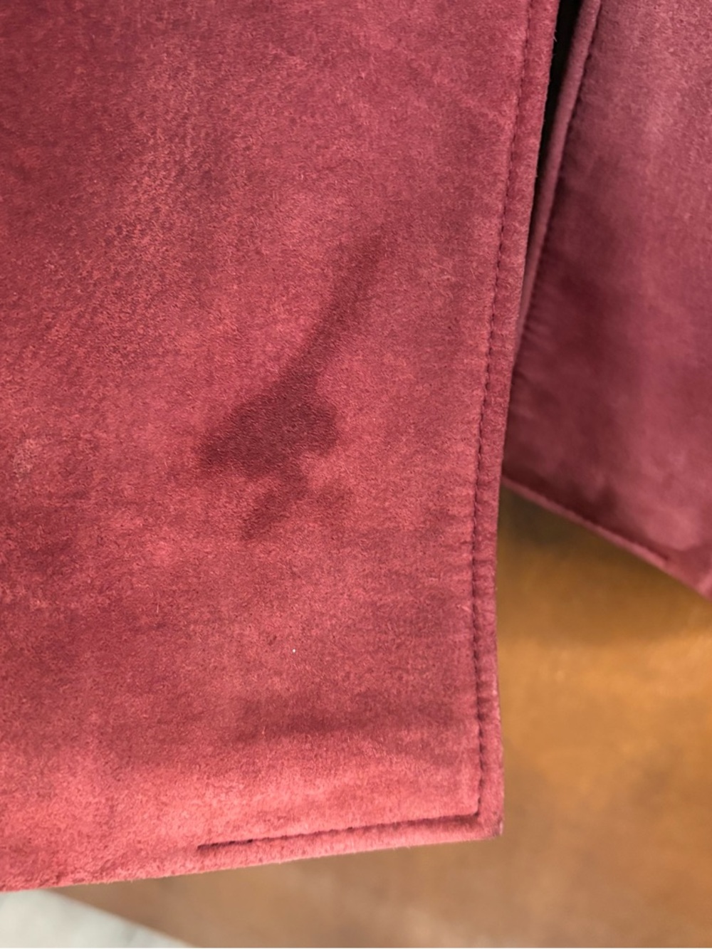Overland Sheepskin Co Vintage 70s Red Burgundy Leather Suede Open Front Jacket - Picture 14 of 15